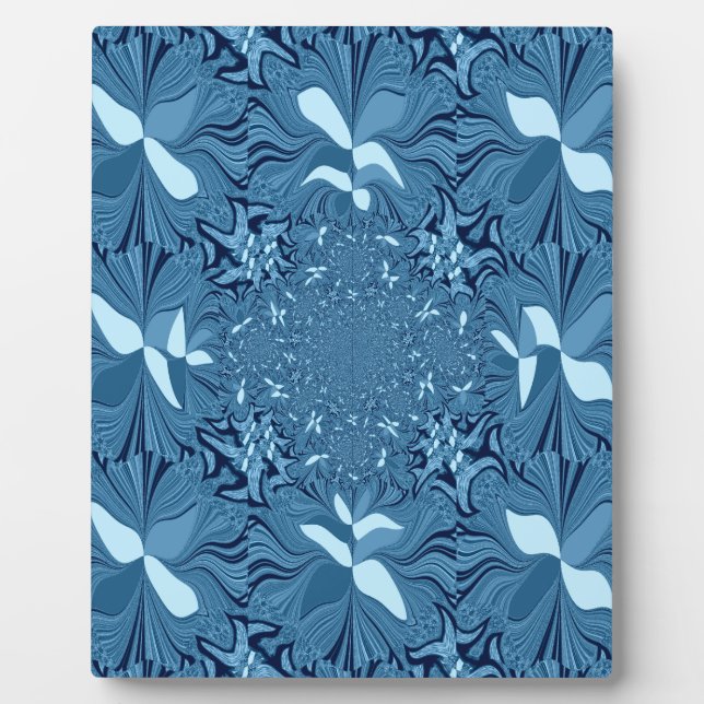 Schöne Phantastische Iridescent Blue Kaleidoskop K Fotoplatte (Vorderseite)