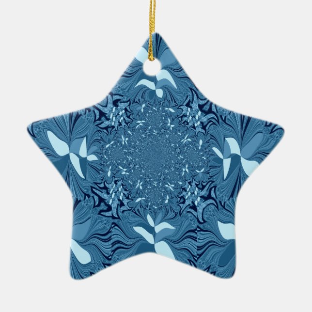 Schöne Phantastische Iridescent Blue Kaleidoskop K Keramikornament (Vorne)