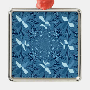 Schöne Phantastische Iridescent Blue Kaleidoskop K Silbernes Ornament