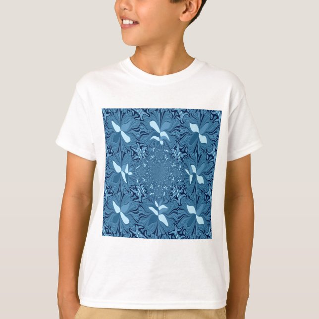 Schöne Phantastische Iridescent Blue Kaleidoskop K T-Shirt (Vorderseite)