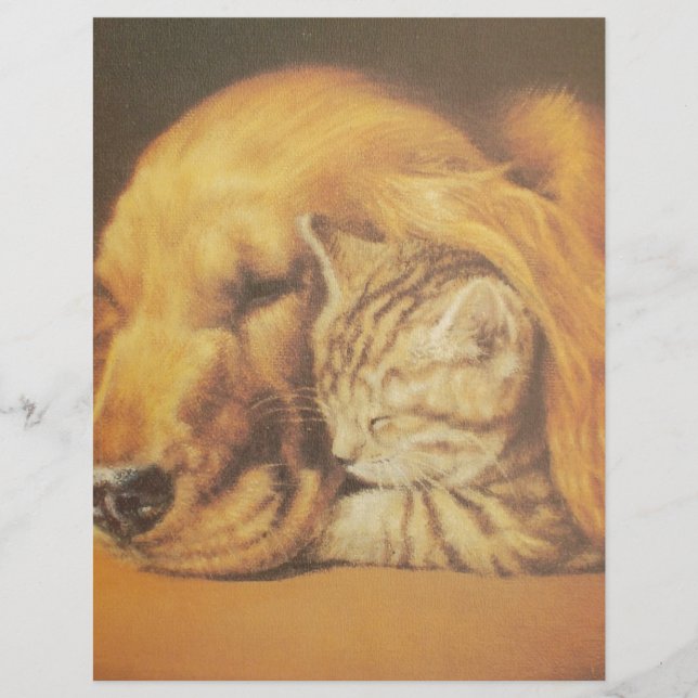 Schöne Phantastische Katze und Hund Cuddling Art P (Vorderseite)