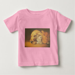 Schöne Phantastische Katze und Hund Cuddling Art P Baby T-shirt