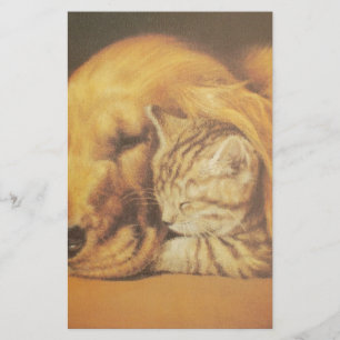 Schöne Phantastische Katze und Hund Cuddling Art P Briefpapier