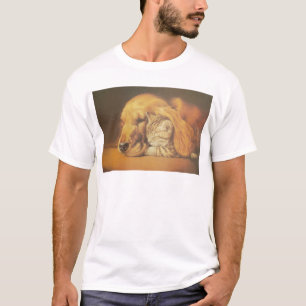 Schöne Phantastische Katze und Hund Cuddling Art P T-Shirt
