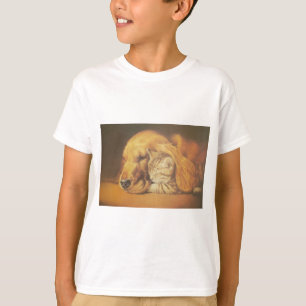 Schöne Phantastische Katze und Hund Cuddling Art P T-Shirt