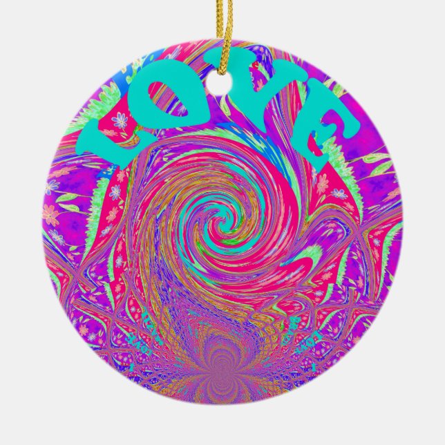 Schöne Phantastische Liebe Whirlpool Text Art Prin Keramikornament (Vorne)