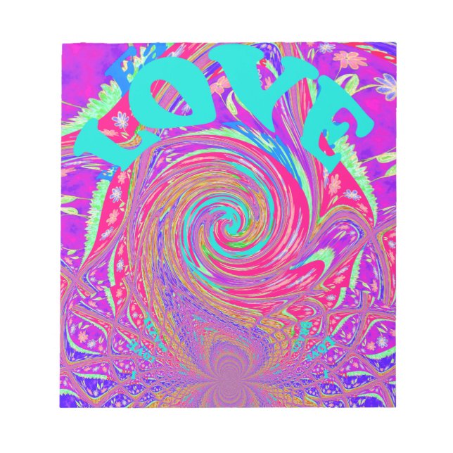 Schöne Phantastische Liebe Whirlpool Text Art Prin Notizblock (Vorderseite)