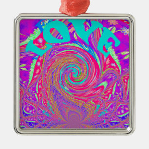 Schöne Phantastische Liebe Whirlpool Text Art Prin Silbernes Ornament