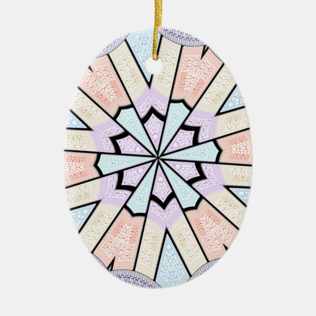 Schöne, Phantastische, pastellfarbene geometrische Keramikornament (Vorne)