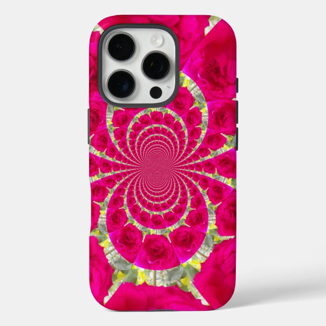 Schöne Phantastische Rote Rosen Kaleidoskop Muster Case-Mate iPhone Hülle (Rückseite)
