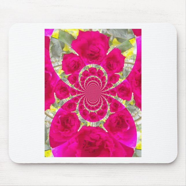 Schöne Phantastische Rote Rosen Kaleidoskop Muster Mousepad (Vorne)