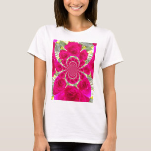 Schöne Phantastische Rote Rosen Kaleidoskop Muster T-Shirt