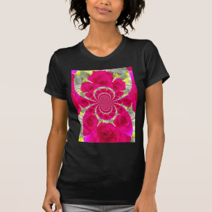 Schöne Phantastische Rote Rosen Kaleidoskop Muster T-Shirt