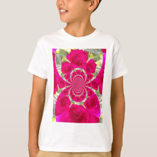 Schöne Phantastische Rote Rosen Kaleidoskop Muster T-Shirt