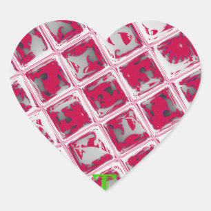 Schöne Phantastische Rote Stilelemente Spiegelbild Herz-Aufkleber