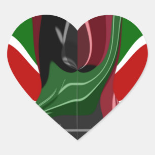 Schöne Phantastische Swirling Kenya Flag: Moderne  Herz-Aufkleber