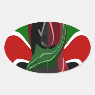 Schöne Phantastische Swirling Kenya Flag: Moderne  Ovaler Aufkleber