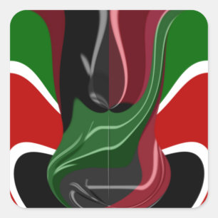 Schöne Phantastische Swirling Kenya Flag: Moderne Quadratischer Aufkleber