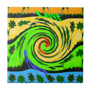 Schöne Phantastische Wavy Summer Wave Floral Color Fliese