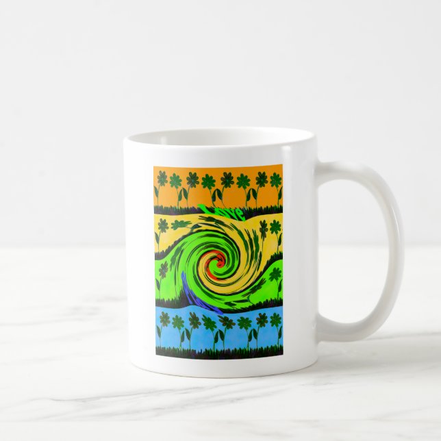 Schöne Phantastische Wavy Summer Wave Floral Color Tasse (Rechts)
