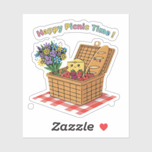 Schöne Picknickzeit! Süße Kawaii-Essen und Blumen Aufkleber