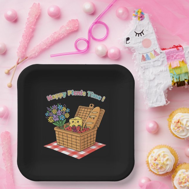 Schöne Picknickzeit! Süße Kawaii-Essen und Blumen Pappteller (Party)