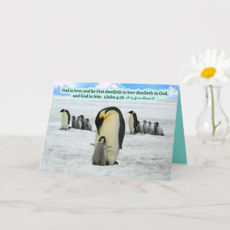 Schöne Pinguin-Schrift 1 John 4:16: Karte