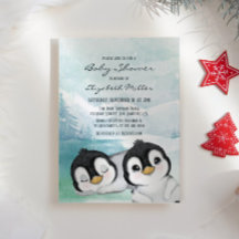 Schöne Pinguine Schnee Landschaft Babydusche