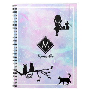 Schöne Pink Aquarell Galaxy Girl Notizblock