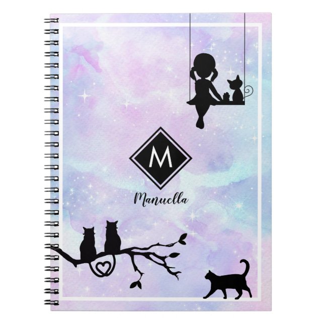 Schöne Pink Aquarell Galaxy Girl Notizblock (Vorderseite)