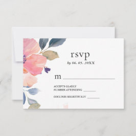 Schöne Pink-Blume Blumenwasser-Hochzeit RSVP Karte
