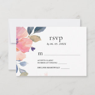 Schöne Pink-Blume Blumenwasser-Hochzeit RSVP Karte