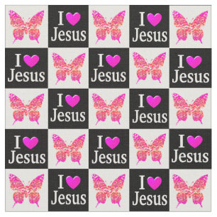 SCHÖNE PINK BUTTERFLY I LIEBE JESUS FABRIC STOFF