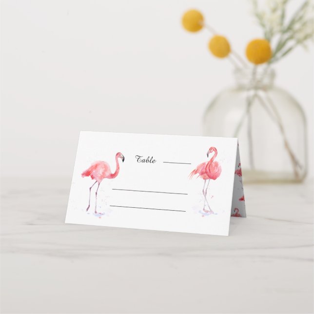 Schöne Pink Flamingo Platzkarte (Vorderseite)