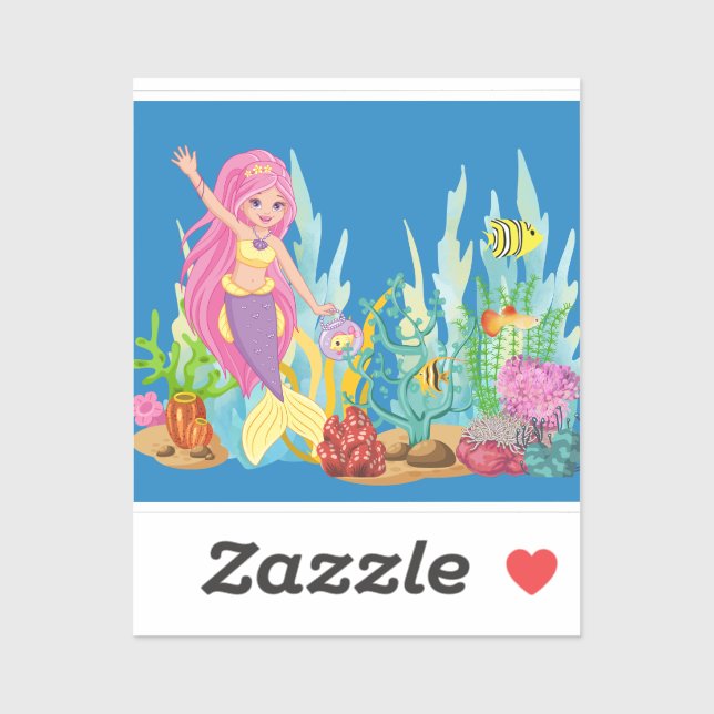 Schöne PINK HAIR Meerjungfrau Aufkleber (Blatt)