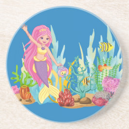 Schöne PINK HAIR Meerjungfrau Getränkeuntersetzer