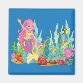 Schöne PINK HAIR Meerjungfrau Magnet