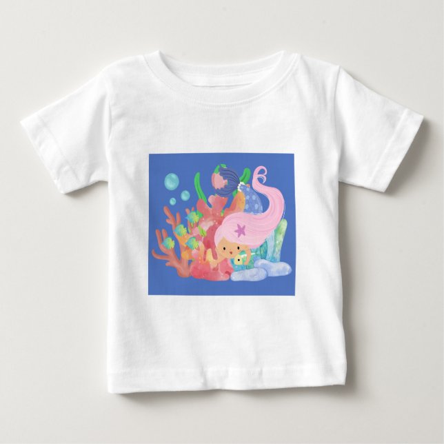 Schöne PINK HAIR Meerjungfrau spielt einen Fisch u Baby T-shirt (Vorderseite)