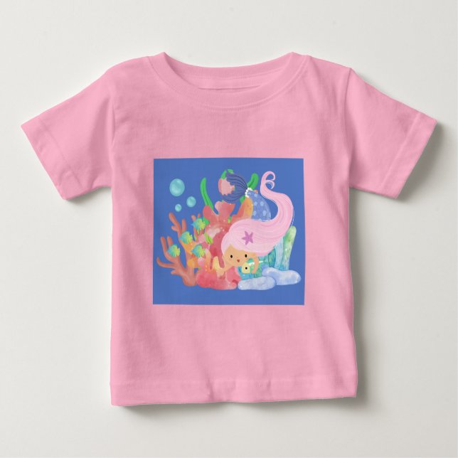 Schöne PINK HAIR Meerjungfrau spielt einen Fisch u Baby T-shirt (Vorderseite)