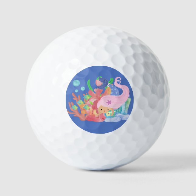 Schöne PINK HAIR Meerjungfrau spielt einen Fisch u Golfball (Vorderseite)