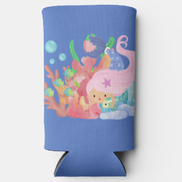 Schöne PINK HAIR Meerjungfrau spielt einen Fisch u Selters Dosenkühler