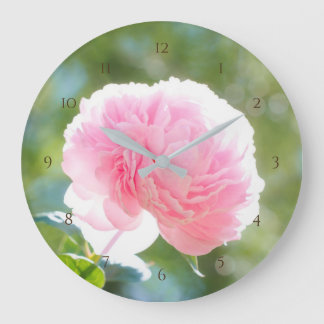 Schöne Pink Peony Blume in Sonnenlicht Große Wanduhr
