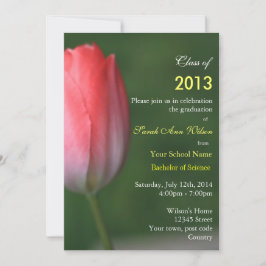 Schöne Pink Tulpe Blume Graduierungsparty Einladung