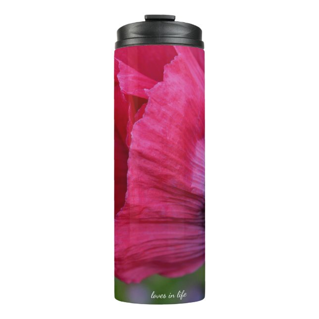 Schöne PInk und Lila Poppy-Blume Thermosbecher (Vorderseite)