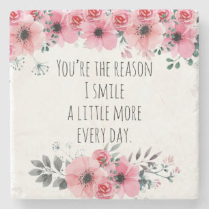 Schöne Pinke Wasserfarbe-Floral-Liebe-Typografie  Steinuntersetzer