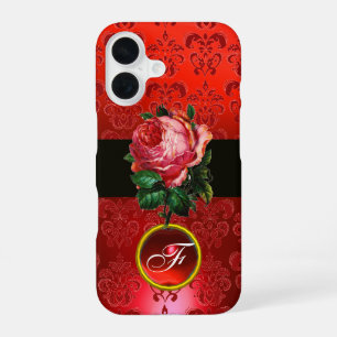 SCHÖNE PINKFARBENE ROSE ROTE SCHWARZE DAMAST RUBIN iPhone 16 HÜLLE