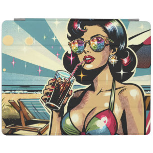 Schöne Pinup Frau mit Cola am Strand iPad Hülle