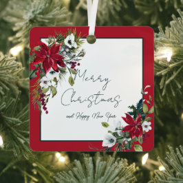 Schöne Poinsettia Rahmen Weihnachtsfeiertag Ornament Aus Metall
