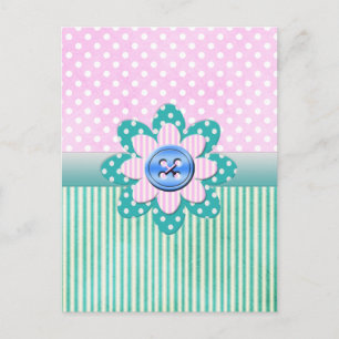 Schöne Polka Punkte in weichen rosa und blauen Str Postkarte