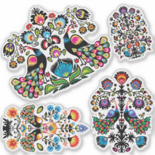 Schöne polnische Folklore Wycinanki Set Aufkleber